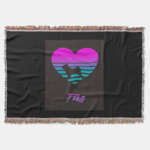 Pug Vaporwave Heart Pug Dog Lover Gift Throw Blanket