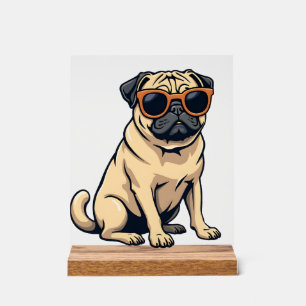 Pug vintage faisant le dab avec des lunettes de so