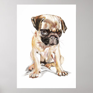 Pug Wall Art Poster – Watercolor Painting