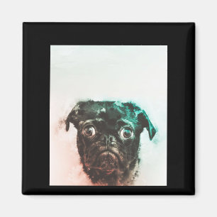 Pug Watercolor   Cute Pug Dog Art Watercolor Magnet