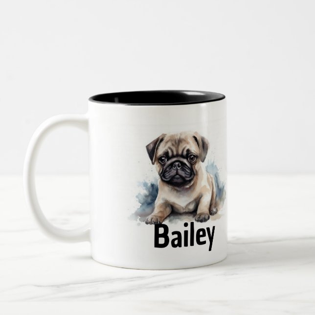 Pug Watercolor Mug (Left)