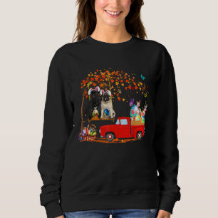 Pug Wearing Bunny Ear Red Truck With Eggs Sweatshirt