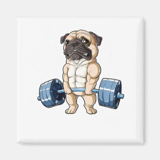 Pug Weightlifting Funny Deadlift Men Fitness Gym Magnet