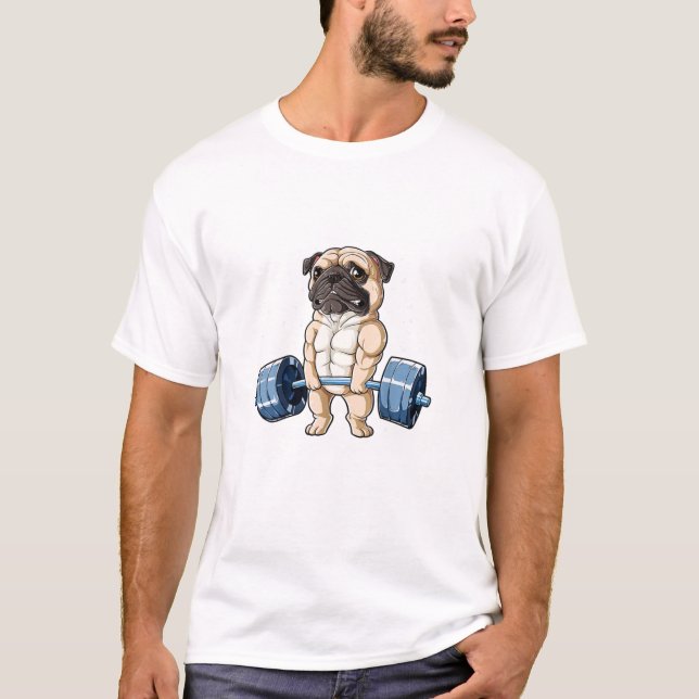 Pug Weightlifting Funny Deadlift Men Fitness Gym T-Shirt (Front)