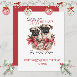 Pug Whimsical Christmas   Holiday Card
