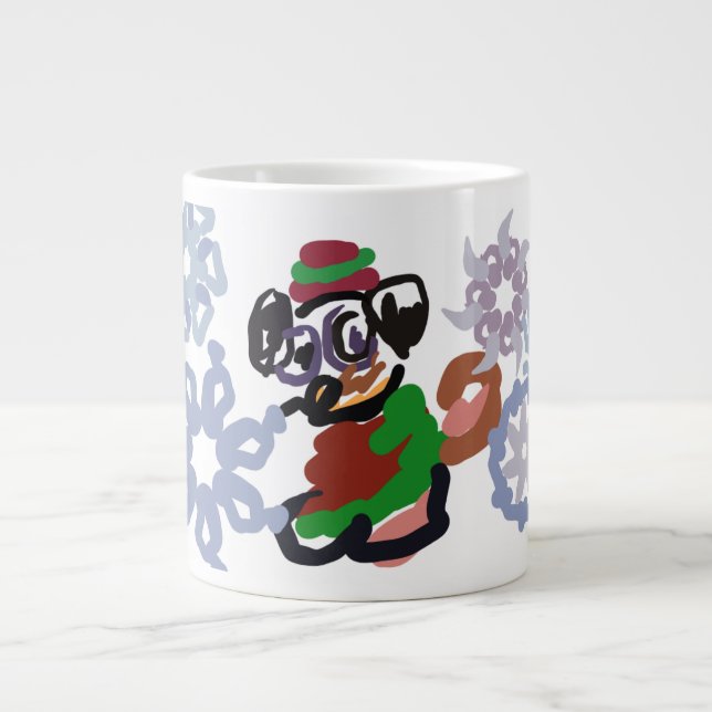 Pug winter large coffee mug (Front)