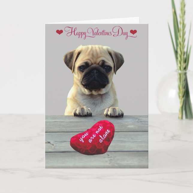 Pug Wishing Happy Valentine's day greeting card (Front)
