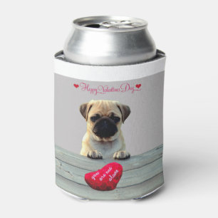 Pug Wishing Happy Valentine's day Heart can cooler