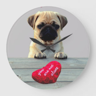 Pug Wishing Happy Valentine's day Heart clock