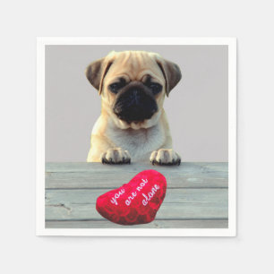 Pug Wishing Happy Valentine's day paper napkin