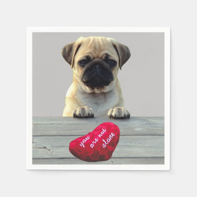 Pug Wishing Happy Valentine's day paper napkin (Front)