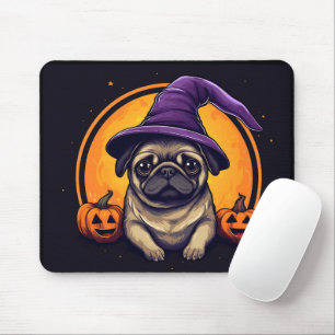 Pug Witch Bumkins Halloween Moon Mouse Pad