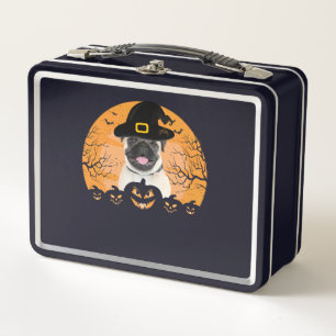 Pug Witch Hat Jack-o-Lantern Dogs Halloween T-Shir Metal Lunch Box