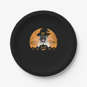 Pug Witch Hat Jack-o-Lantern Dogs Halloween T-Shir Paper Plate