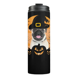 Pug Witch Hat Jack-o-Lantern Dogs Halloween T-Shir Thermal Tumbler