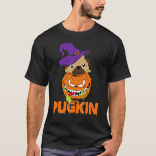 Pug Witch Pumpkin Halloween Kids Men Women Pugkin T-Shirt