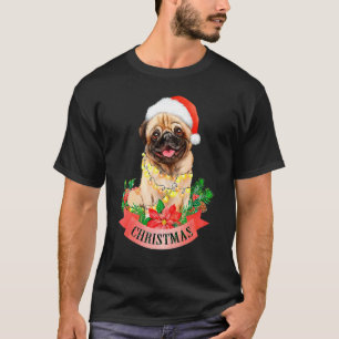 Pug With Christmas Hat Christmas Pug T-Shirt