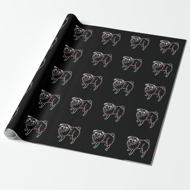 Pug With Christmas Light Pug Owner Xmas Gifts Her Wrapping Paper (Unrolled)