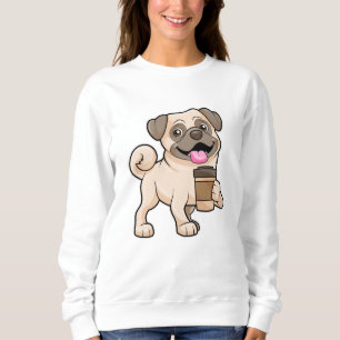 Pug with Coffee to go Sweatshirt