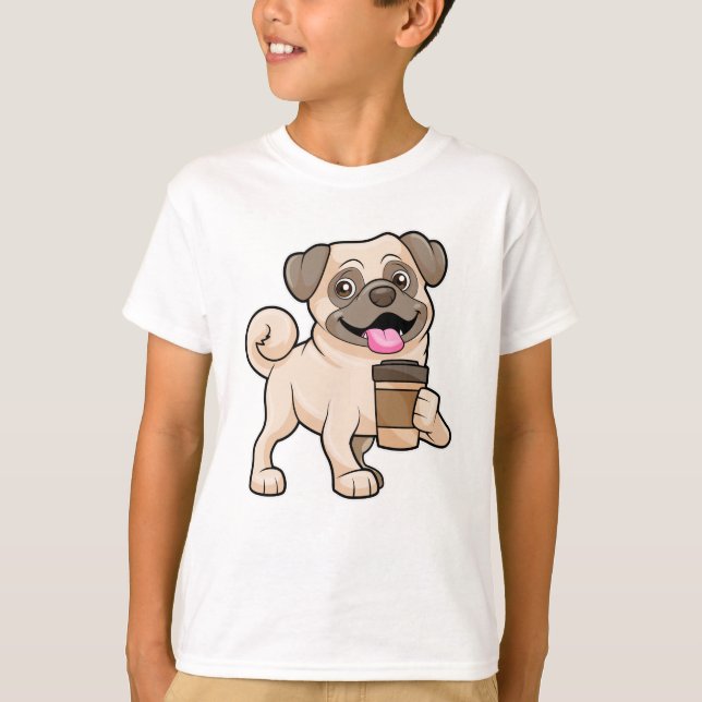 Pug with Coffee to go T-Shirt (Front)