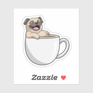 Pug with Cup of Coffee