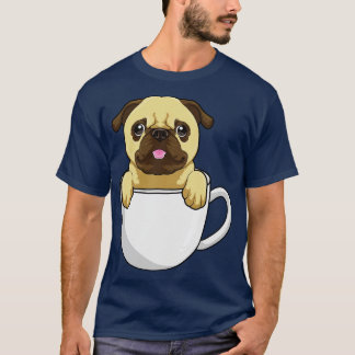 Pug with Cup of Coffee 2 T-Shirt