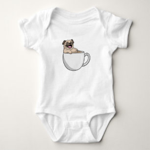 Pug with Cup of Coffee Baby Bodysuit