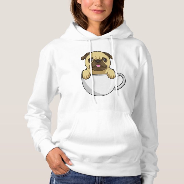 Pug with Cup of Coffee Hoodie (Front)