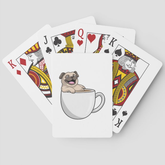 Pug with Cup of Coffee Playing Cards (Back)