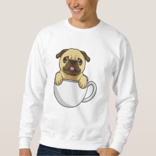Pug with Cup of Coffee Sweatshirt