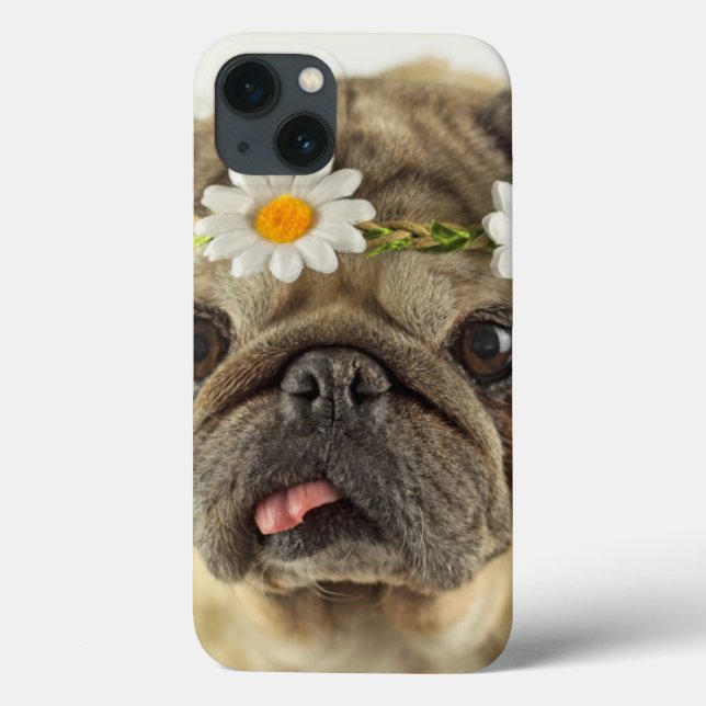 Pug with Daisy Crown Case-Mate iPhone Case (Back)