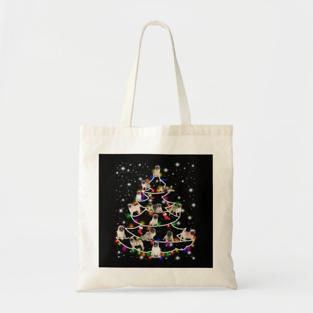 pug with friends happy christmas season tote bag (Front)