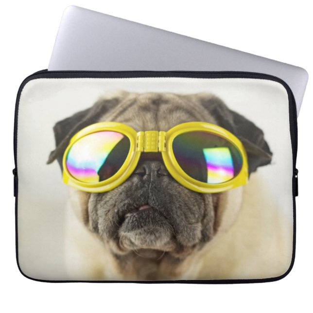 Pug with Goggles Laptop Sleeve (Front)