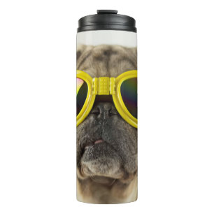Pug with Goggles Thermal Tumbler