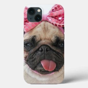 Pug with Pink Bow iPhone 13 Case