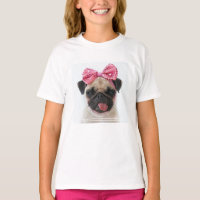 Pug with Pink Bow