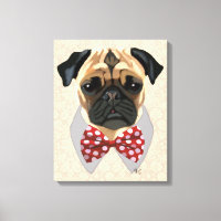 Pug with Red and White Spotty Bow Tie