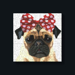 Pug with Red Spotty Bow On Head Canvas Print<br><div class="desc">Pets</div>
