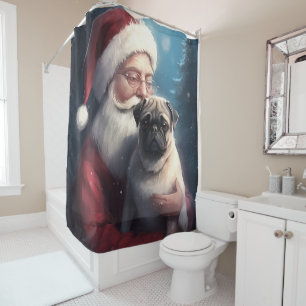 Pug With Santa Claus Festive Christmas