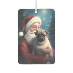 Pug With Santa Claus Festive Christmas Air Freshener