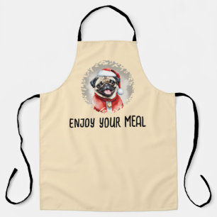 Pug With Santa Claus Outfit - Christmas 1 Apron