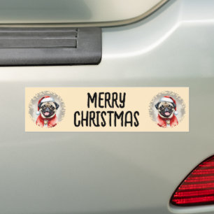 Pug With Santa Claus Outfit - Christmas 1 Bumper Sticker