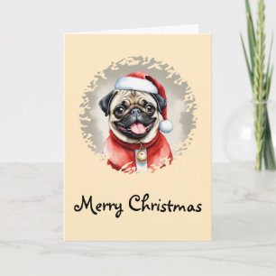 Pug With Santa Claus Outfit - Christmas 1 Card