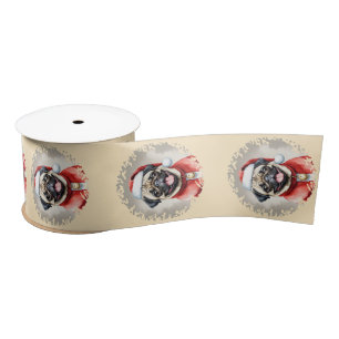 Pug With Santa Claus Outfit - Christmas 1 Satin Ribbon