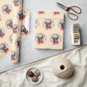 Pug With Santa Claus Outfit - Christmas 1 Wrapping Paper
