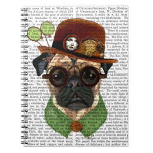 Pug with Steampunk Bowler Hat Notebook