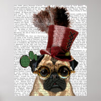 Pug with Steampunk Style Top Hat