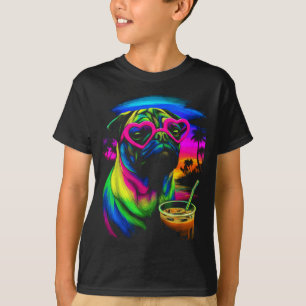 Pug with Sungles Iced Coffee Beach Summer Trocal T-Shirt