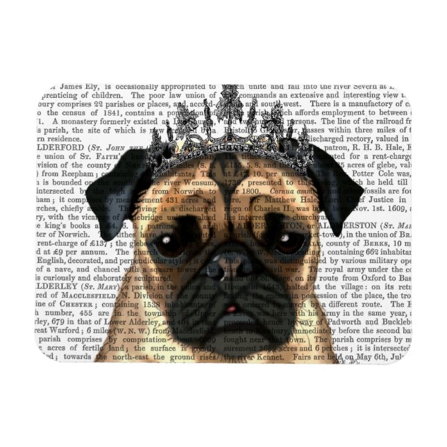 Pug With Tiara Magnet (Horizontal)