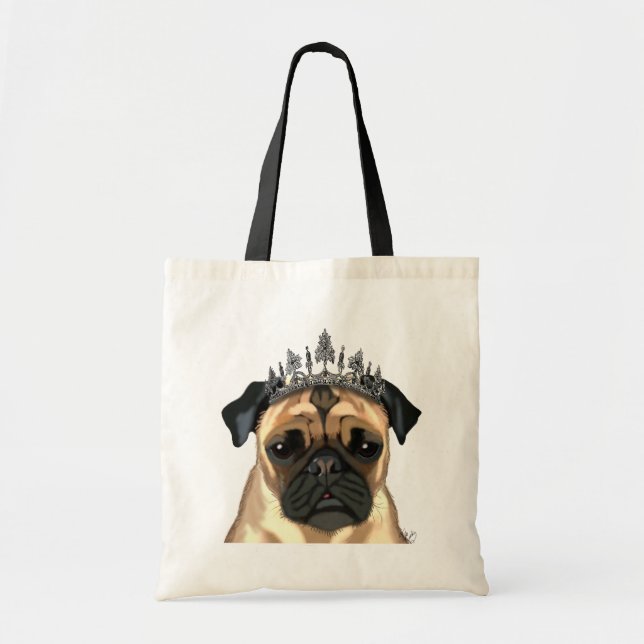 Pug With Tiara Tote Bag (Front)